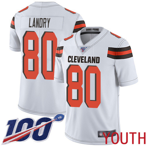 Cleveland Browns Jarvis Landry Youth White Limited Jersey 80 NFL Football Road 100th Season Vapor Untouchable